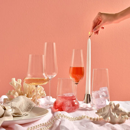 Fantasy Set of Two Tall White Wine Glasses