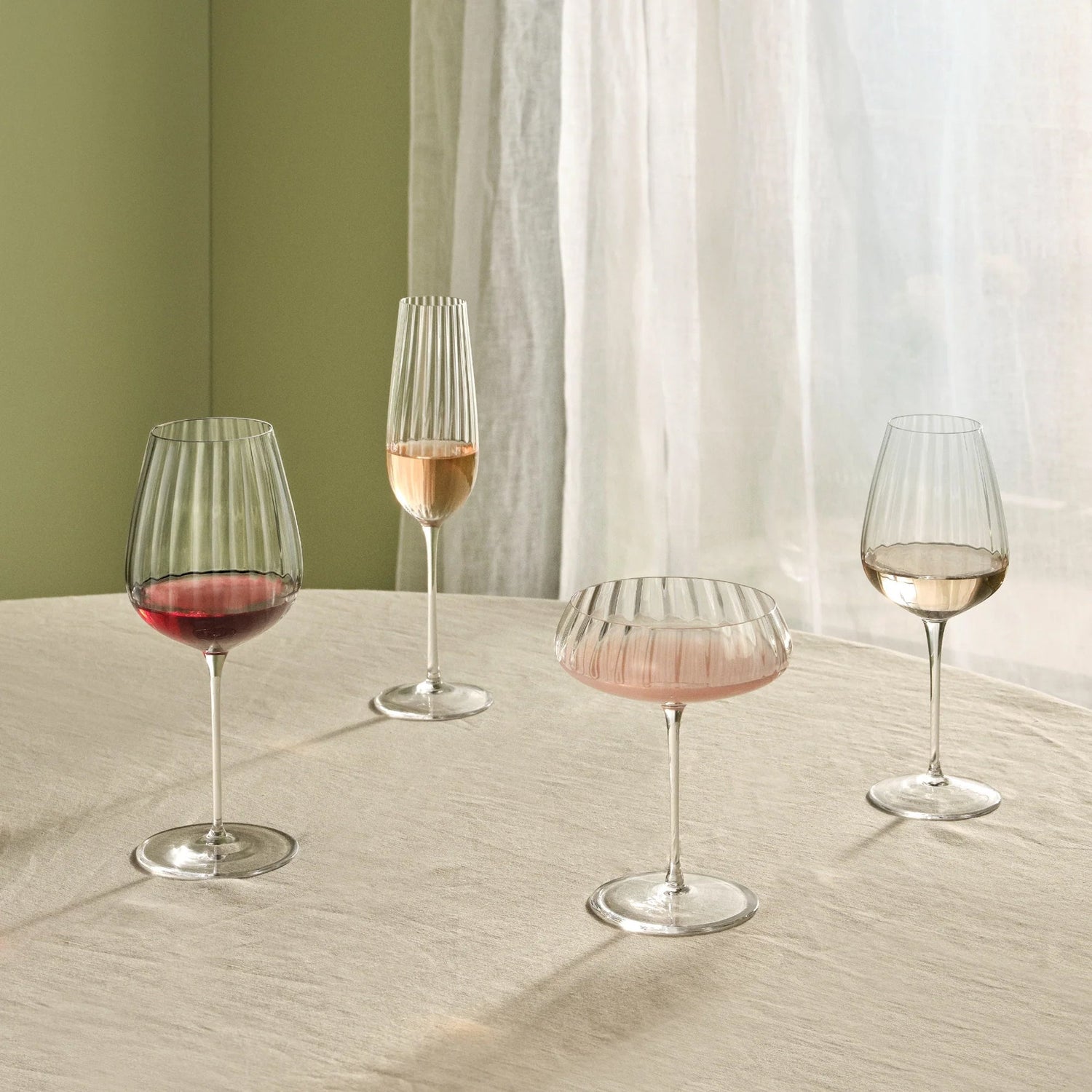 Fantasy Set of Two Tall White Wine Glasses